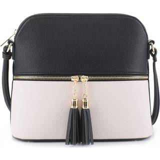 SG SUGU Lunar Lightweight Medium Dome Crossbody Bag Skuldertaske med dobbeltkvaste | Lynl?slomme | Justerbar rem|sort/lyser?d