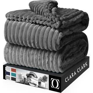 Clara Clark sk?ret plys fleece kast t?ppe - kastst?rrelse - let supers bl?d fuzzy luksus senget?ppe til seng - maskine vaskbart - (50x60) (m?rkeg