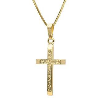 trendor 41858 Kreuz-Anhänger Gold 333/8K mit vergoldeter Silberkette