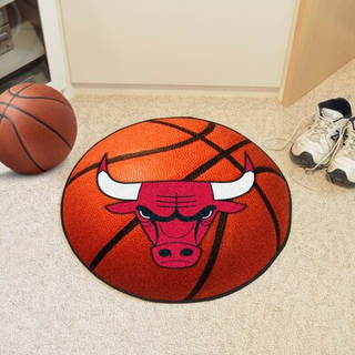 Fanmats 10218 Chicago Bulls basketballformet tæppe - 27in. Diameter basketball design sportsventilator accent tæppe