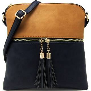 Solene Womens Lightweight Medium Crossbody Purse med kvast Perfect St?rrelse CrossBody Poss til daglig brug rejse - LP062 (sennep/dybhav)