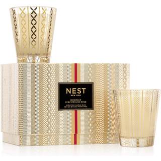 Nest New York Duftende klassiske lyssæt - inkluderer ferie (8,1 oz) Birchwood Pine (8,1 oz) - Op til 60 timers forbrændingstid - Genanvendeligt