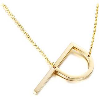 Momol sidel?ns indledende halsk?de 18k guldbelagt rustfrit st?l stort stort bogstav p pendel halsk?de script navn monogram halsk?der til kvinder