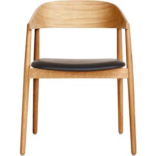 Andersen Furniture AC2 Spisebordsstol Sædepolstring Eg Hvidpigmenteret Mat Lak & Sydney Læder Sort