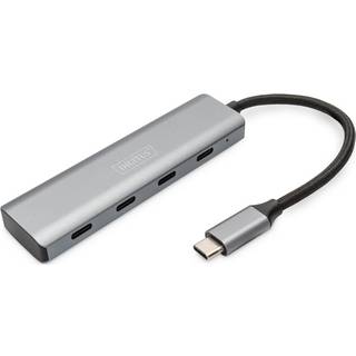 DIGITUS 4-Port USB-C Hub USB hub - 4 ports - Grå