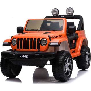 Jeep Wrangler Rubicon Elbil til børn m/4x12V + Gummihjul + Lædersæde