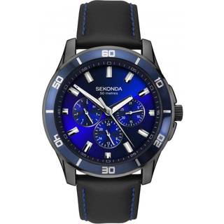 Sekonda 1634 Midnight Blue Multi Function Black Leather Strap Watch - W31165