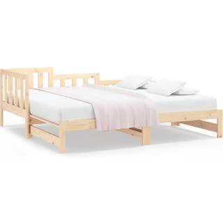 Daybed Med Udtræk 2X(80X200) Cm Massivt Fyrretræ - Naturfarvet / 90 x 190 cm