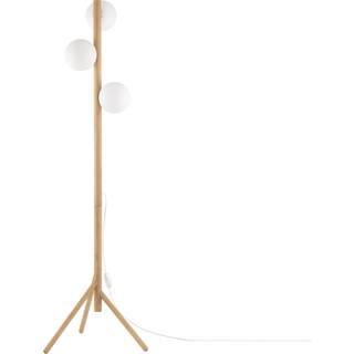 Estera gulvlampe, opalglas, træramme, 132 cm, 3 lyskilder