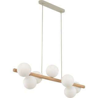 Estera hængelampe, opalglas, træ, 7 lyskilder