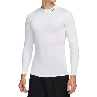 Langærmet Nike Pro Dri-FIT Fitness-trøje med høj krave til mænd - hvid - M