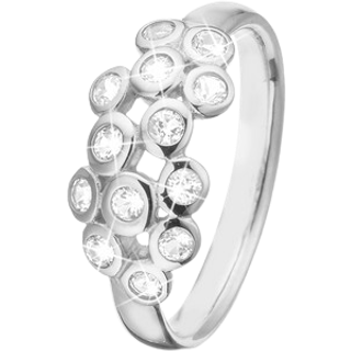 Champagne Love Ring - Blankpoleret Sterling Sølv m. 13 Hvide Topas - Christina