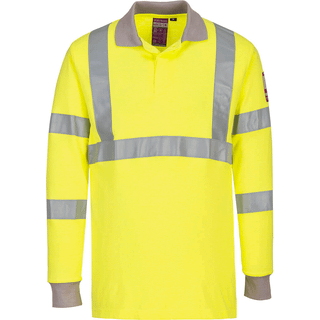 FR Antistatisk hi-vis langærmet poloshirt - Gul (Størrelse: 4XL)