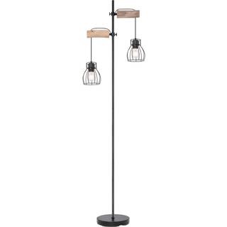 Mina gulvlampe, sort/brun, højde 168 cm, metal/træ