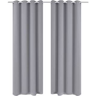2 stk Grå Blackout Gardiner med Metal Ringe 135 x 245 cm
