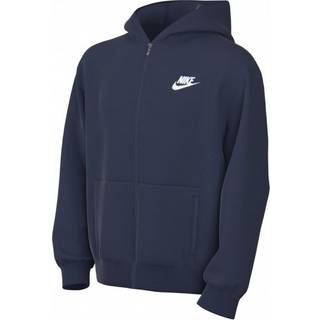 Nike Sportswear Club Fleece-hættetrøje med fuld lynlås til større børn - blå