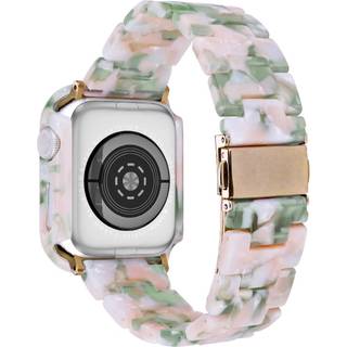 Apple Watch 9/8/7 (45mm) Harpiks Urrem & Cover - Pink / Grøn