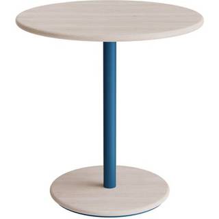 Cafébord Ø70cm, højde 72cm hvidpigmenteret ask på blåt stel
