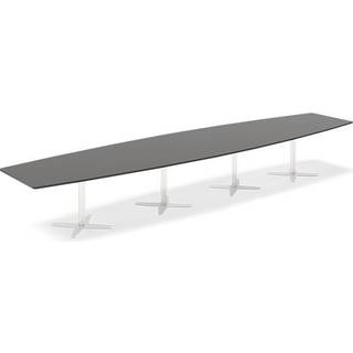 Konferencebord DNA, Antracit 5000x1200 mm bådformet, Hvid understel