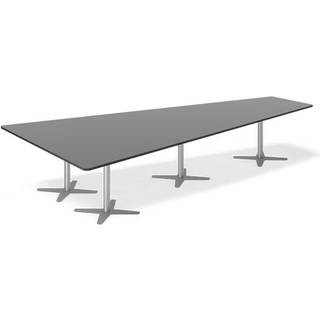 Konferencebord DNA, Antracit 3800x1990 mm trapezformet, Alugrå understel