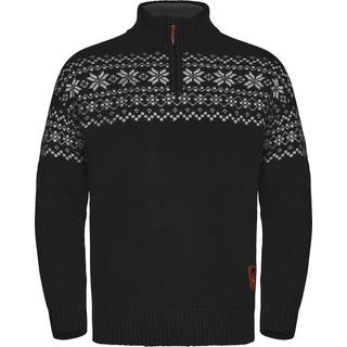 Gridarmor Men's Snøkrystall Half Zip Ullgenser Black/White, S