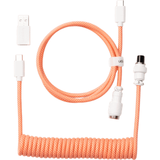 Keychron Coiled Aviator USB-C Cable Straight - Pink Orange - Upgrade Accessories - Orange