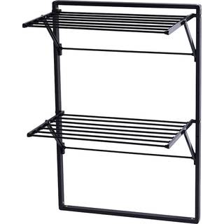 Tørrestativ vægmonteret m/2 tørrehylder sort - DAY