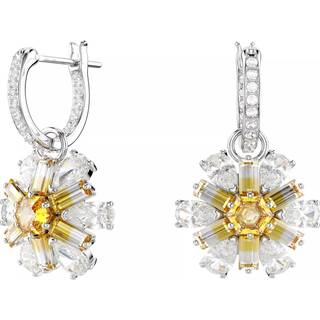Swarovski Idyllia drop earrings, Flower, Yellow, Rhodium plated - Silver