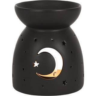 Schwarze Duftlampe mit Mond & Sterne