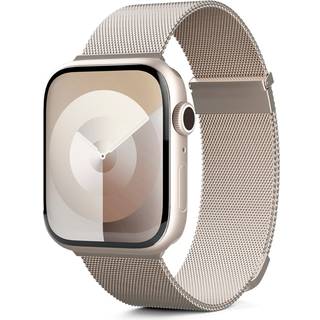Apple Watch (42/44/SE/45/46/49mm) Epico Milanese+ (Plus) Rem i Rustfri Stål - Starlight