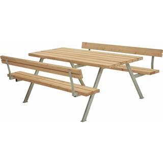 PLUS Alpha bord/bænkesæt med 2 ryglæn, ThermoWood®, gyldenbrun/fyr - 177 cm