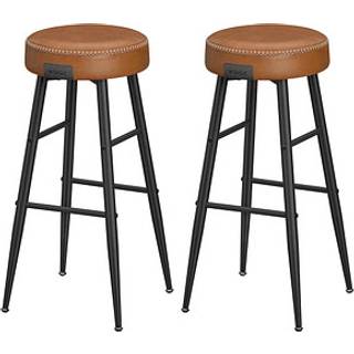 Vasagle Echo Collection ULBC090K01 Barstole, Sæt med 2, Kitchen Stools, Breakfast Stools, Stitched Faux Leather, 30 "High, For Home, Bar, Spisest