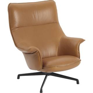 Muuto Doze Lænestol Høj Ryg Med Drejefod Refine Læder Cognacfarvet / - Lænestole Sort - 10841-BLCK_COGN