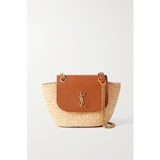 Saint Laurent Manon Mini raffia and leather shoulder bag - neutrals - One Size