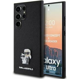 Samsung Galaxy S24 Ultra Karl Lagerfeld Saffiano Metal Karl and Choupette Etui - Sort
