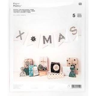 Paper Poetry Wimpel Zum Besticken X-MAS 5 Stück mit Garn - Weiß