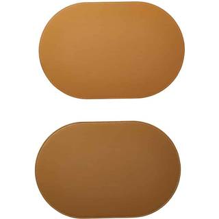 Da&#39;core Dækkeserviet oval PU fake læder latte/camel vendbar