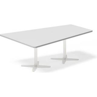 Konferencebord DNA, Lysgrå 2000x1425 mm trapezformet, Hvid understel