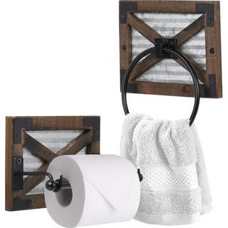 Autumn Alley Rustik bondeg?rds toiletpapirholder og h?ndkl?dningsrack med