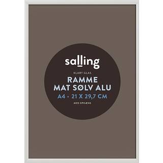 Mat sølv ramme m. glas - 21x29,7 cm (På lager i varehus)