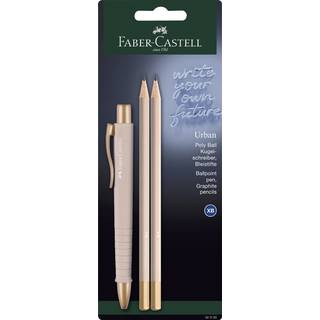 Faber-Castell Poly Ball Urban XB Set, rosé/gultema med kuglepen og blyanter