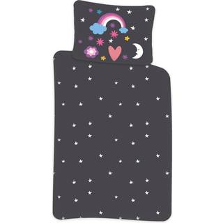 Junior sengetøj 100x140 cm - Sengesæt med unicorn - 2 i 1 design - 100% bomulds sengetøj