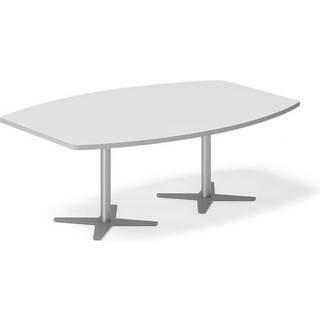 Office konferencebord bådformet 200x120cm Lysgrå med alugråt stel