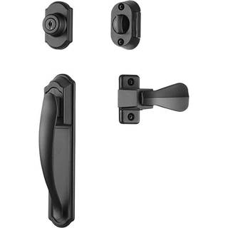 Ideal Security Pull Handle Set med n?gleed deadbolt sk?rmd?rh?ndtag Stormd?rh?ndtag Matte sort (4-delt s?t)