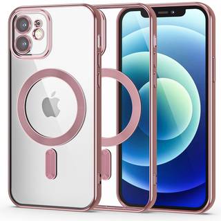 iPhone 12 Tech-Protect MagShine Bagside Cover - MagSafe Kompatibel - Gennemsigtig / Rose Gold