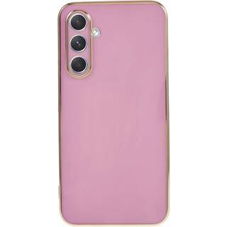 Samsung Galaxy A25 (5G) Fleksibelt Plastik Bagside Cover m. Guld Kant - Lilla
