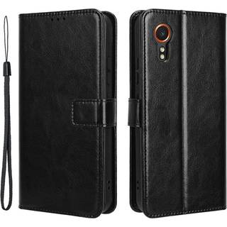 EIDERWOOD Samsung Galaxy Xcover 7 Blankt Læder Flip Cover m. Pung & Strop - Sort