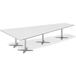 Konferencebord DNA, Lysgrå 3800x1990 mm trapezformet, Alugrå understel