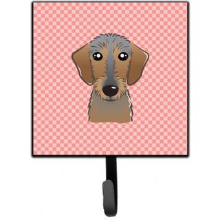 """" Caroline's Treasures BB1233SH4 Checkerboard Pink Wirehaired Dachshund snor eller nøgleholder lille multicolor """"