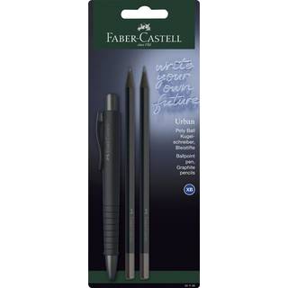 Faber-Castell Poly Ball Urban XB Set, sort tema med kuglepen og blyanter